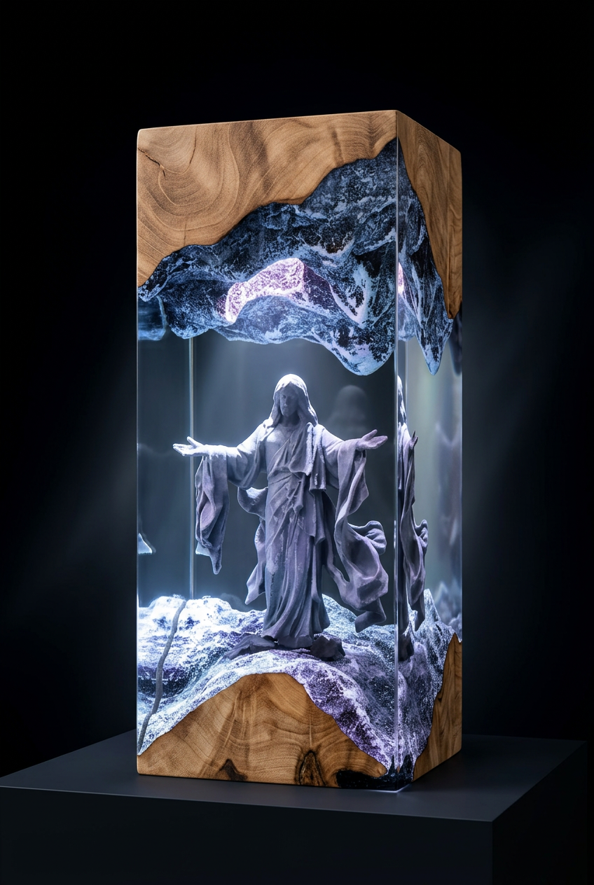Peace, Be Still. — Jesus Resin Night Lamp | Handmade Epoxy & Wood