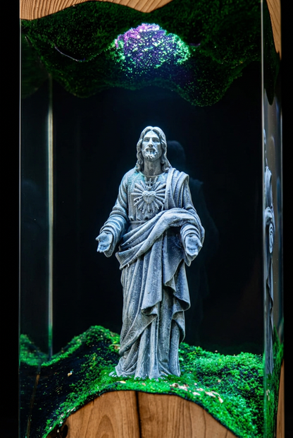 He Walks With Me. — Jesus Resin Night Lamp | Handmade Epoxy & Wood